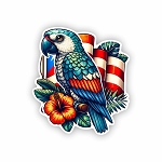 Puerto Rican Parrot with Flag   Precision Cut Decal